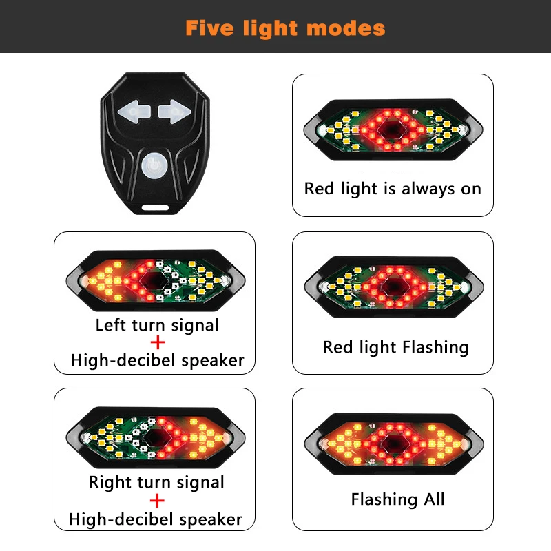 

LED Bike Turn Signals Remote Control Bicycle Direction Rear Light Bike accessories USB Rechargeable Cycling Taillight with Horn
