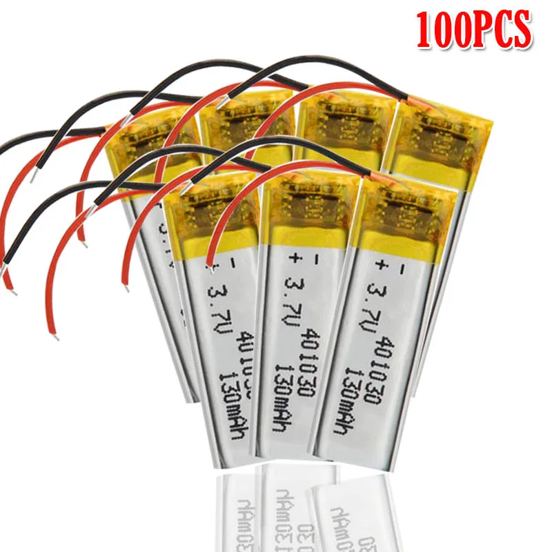 100pcs 3,7 в 130 мАч 30*10*4 мм 401030 литий-ионный аккумулятор для MP3 MP4 MP5 DVD Игрушка Мобильный bluetooth наушники lipo перезаряжаемый элемент - Цвет: 100pcs