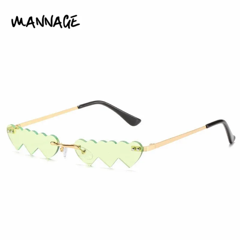 Модные маленькие безрамные солнечные очки в форме сердца уникальный дизайн