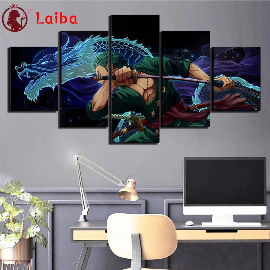 

5D DIY Diamond Embroidery Japanese cartoon anime characters Full Kits Diamond Painting Cross Stitch Decor For Home5pcs