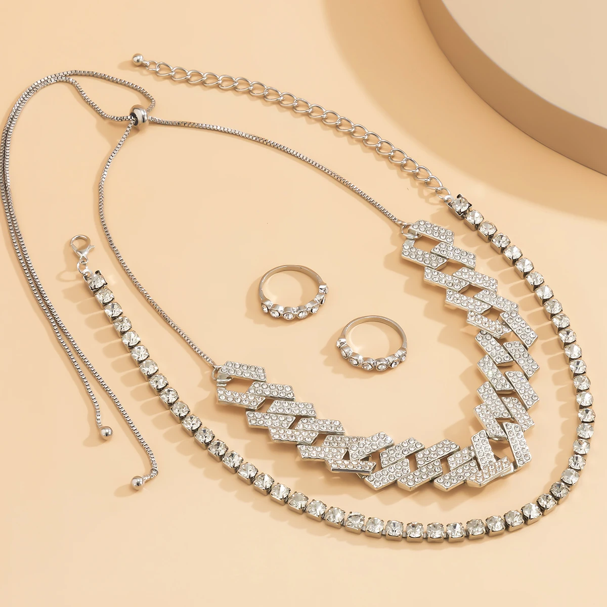 

SHIXIN Chunky Iced Out Chain Crystal Choker Necklace Collar for Women Hip Hop Layered Thick Cuban Link Chain Rhinestone Necklace