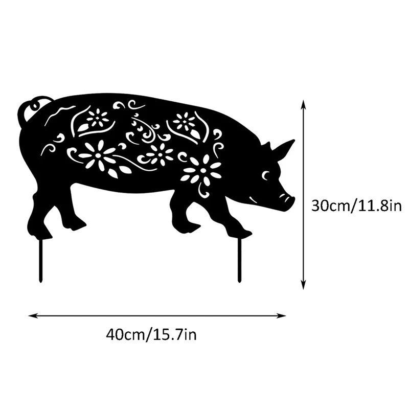 

3 PCS Garden Decoration Outdoor Lawn Statues Black Acrylic Pig Yard Art Silhouette Decor Garden Backyard Lawn Stakes