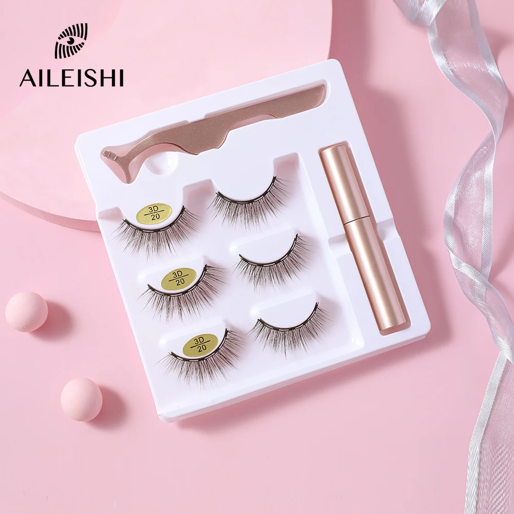 Прямая поставка 3 пары натуральных накладных ресниц Магнитная подводка для глаз