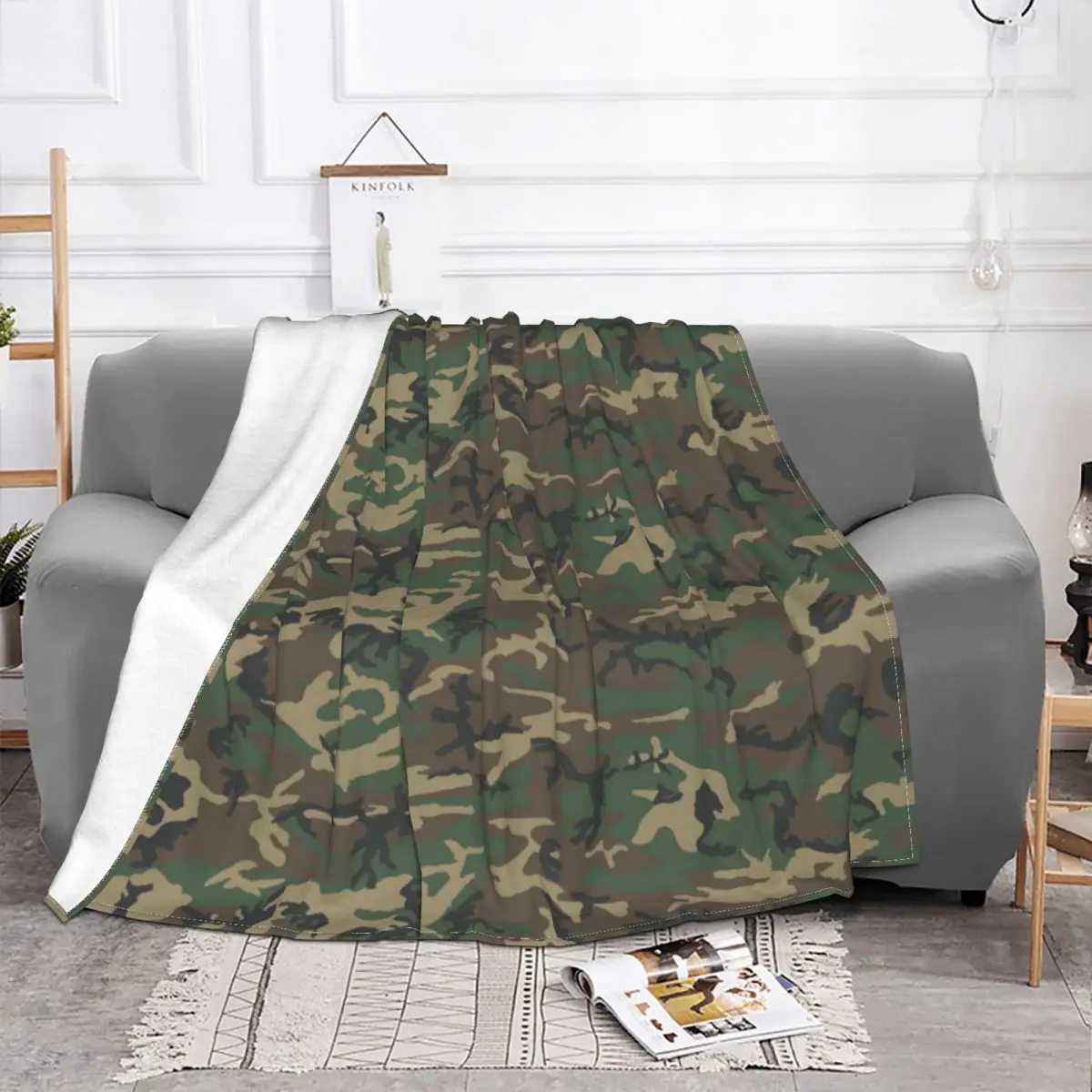 Army Camouflage Pattern Blankets Jungle Military Camo Fleece Funny Soft Throw for Home Spring Autumn | Дом и сад