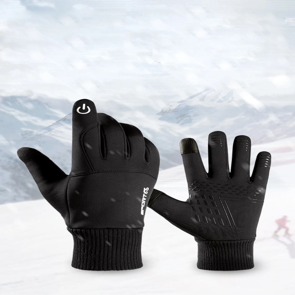 

Outdoor Non-slip Riding Waterproof To Keep Warm Gloves Men's Touch Screen Winter Plus Fleece Mountaineering Silicone Riding