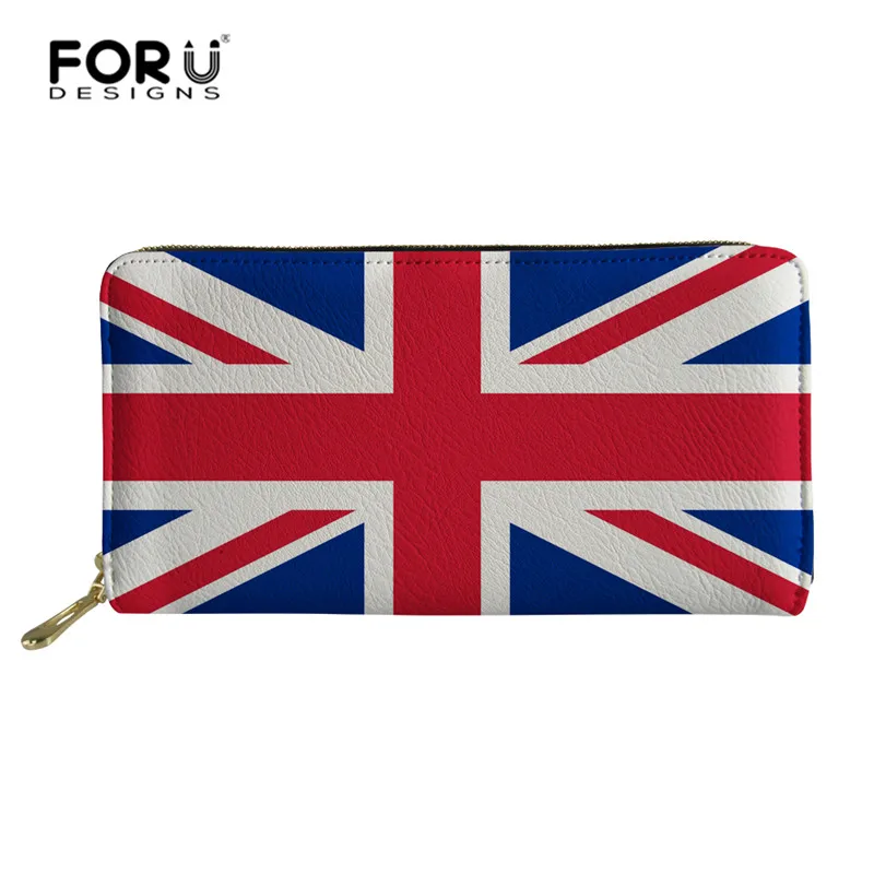 Женские кожаные кошельки FORUDESIGNS в американском и стиле клатч на молнии Длинный