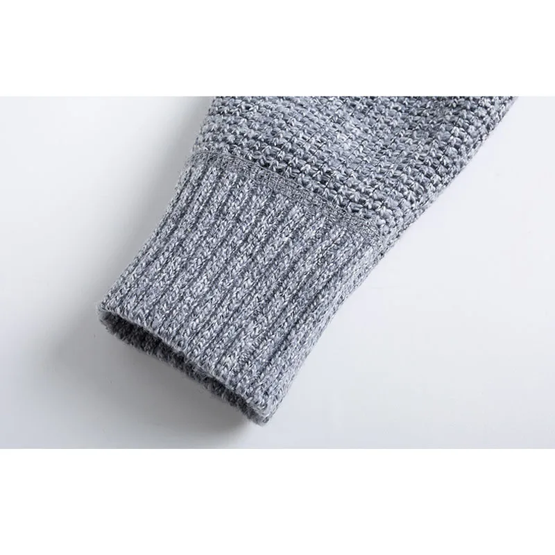 

Men Sweater Cardigan Zipper 2020 New Arrival Winter Thick Middle-Aged Male Knitted Coat Patchwork Black Blue Gray Red M21