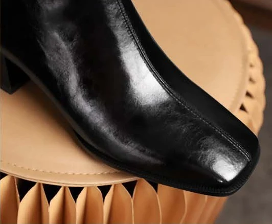 Trend New Women's Fashion Smooth Surface Leisure Solid Pointed Toe Med Heels Ankle Boots Shoes Women boot