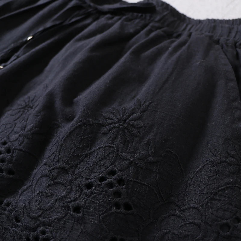 

New Spring Summer Women Embroidery Lace Shorts Loose Japan Style Mori Girl Cotton Elastic Waist Women Shorts
