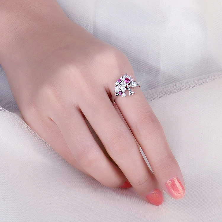 JewelryPalace Древо жизни созданное красное рубиновое кольцо 925 пробы серебряные кольца для женщин вечернее кольцо серебро 925 ювелирные изделия