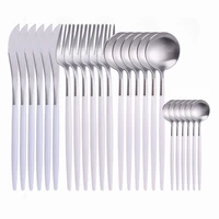 24pcs set stainless steel cutlery set 1810 matte dinnerware klitchen dinner set tableware fork knife flatware silver spoon
