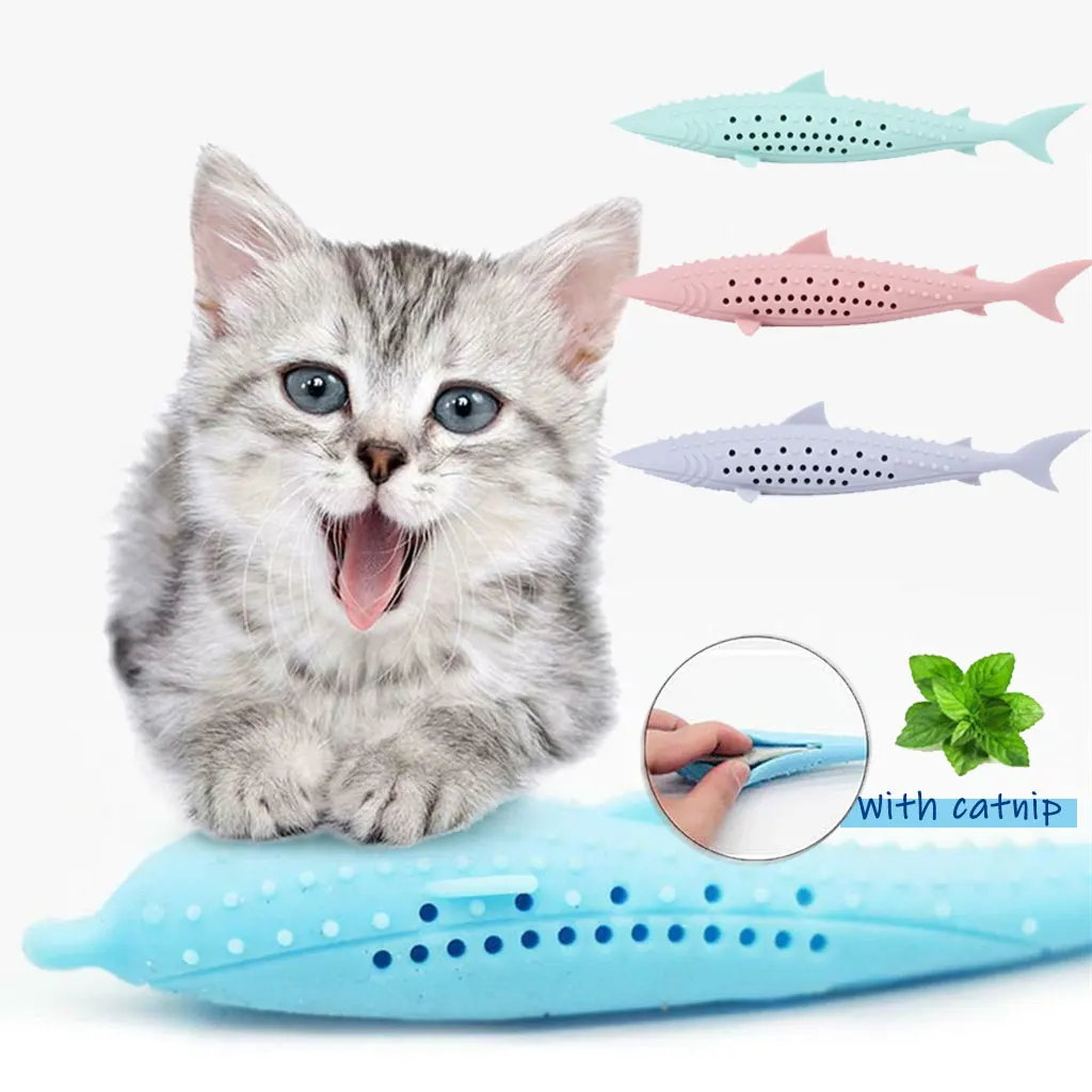 

Silicone Fish Cat Catnip Toy for Kitten Soft Teeth Cleaning Bite Cats Toys Pet Chew Toy Molar Pet Product for Kitty Dropshipping