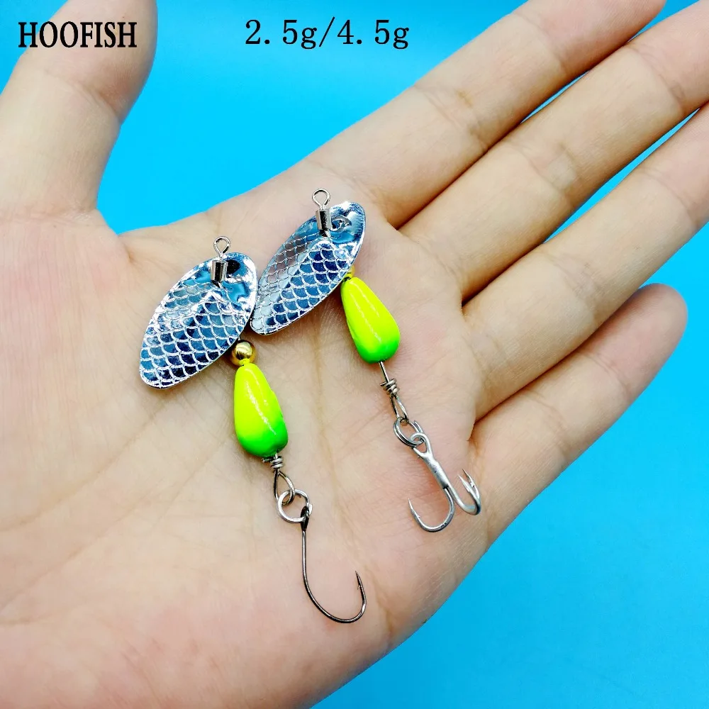 

HOOFISH 30PCS/LOT Mini Rotating Spinner Fishing Lure 2.5g/4.5g Spoon Sequins Metal Hard Bait Wobblers Bass Pesca Tackle