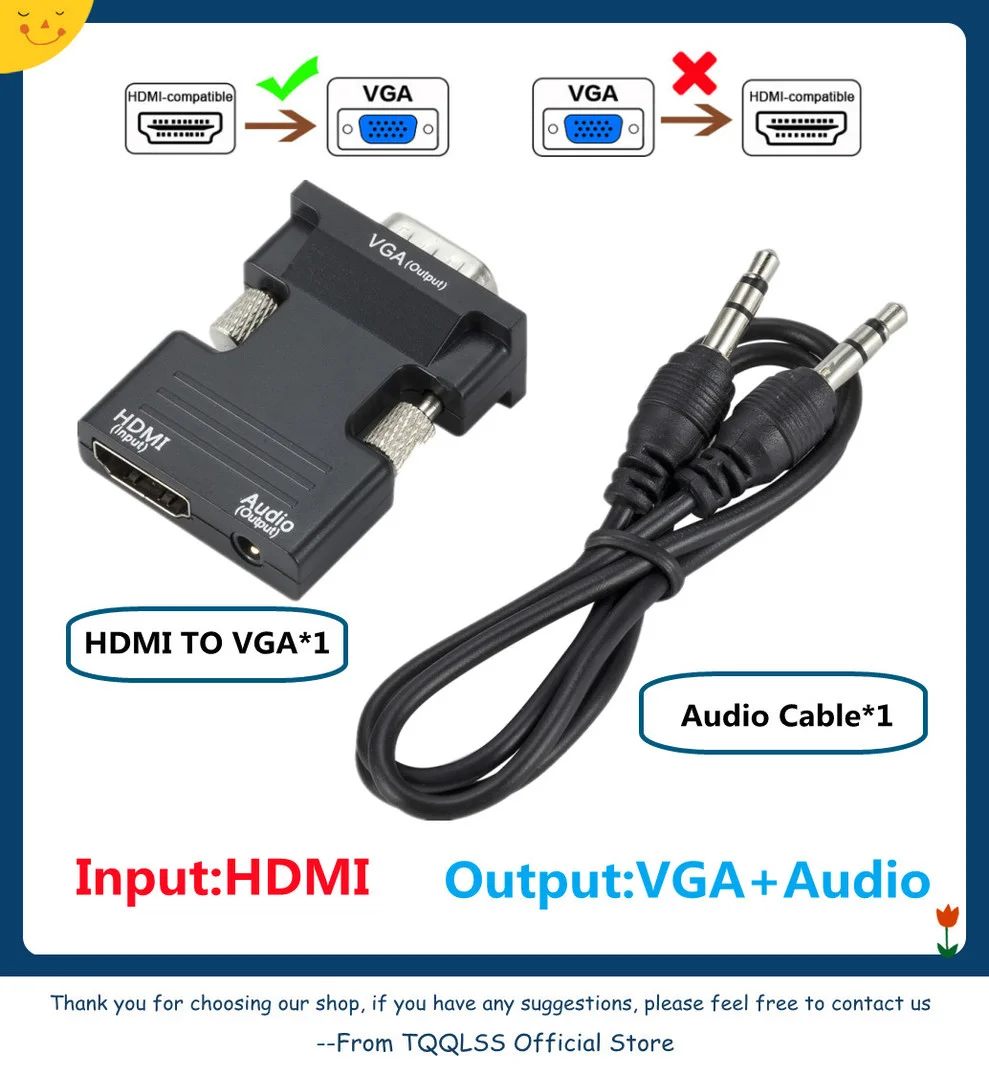 HDMI-совместимый конвертер мама-VGA папа с аудио адаптером поддержка 1080P выход