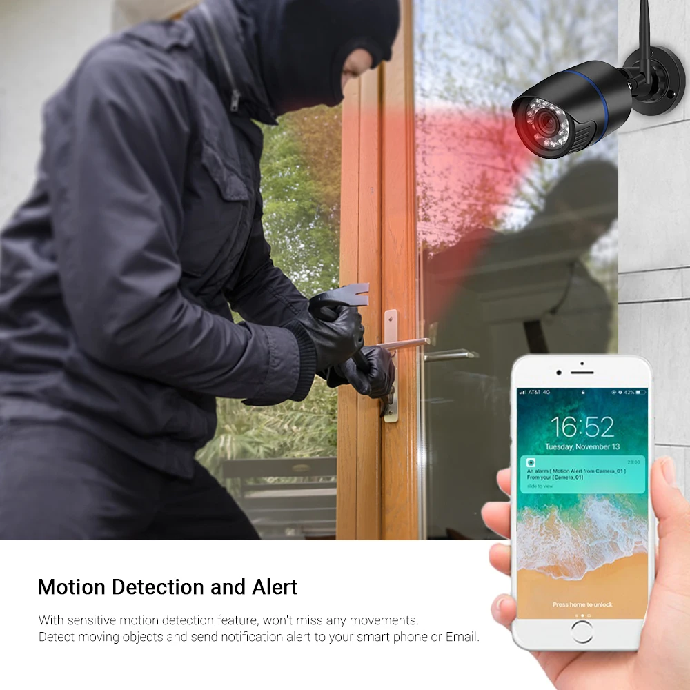 

Hamrolte 5MP Wifi Camera Bullet Waterproof Outdoor Wireless IP Camera Audio Record IE Browser Xmeye Cloud RTSP iCSee