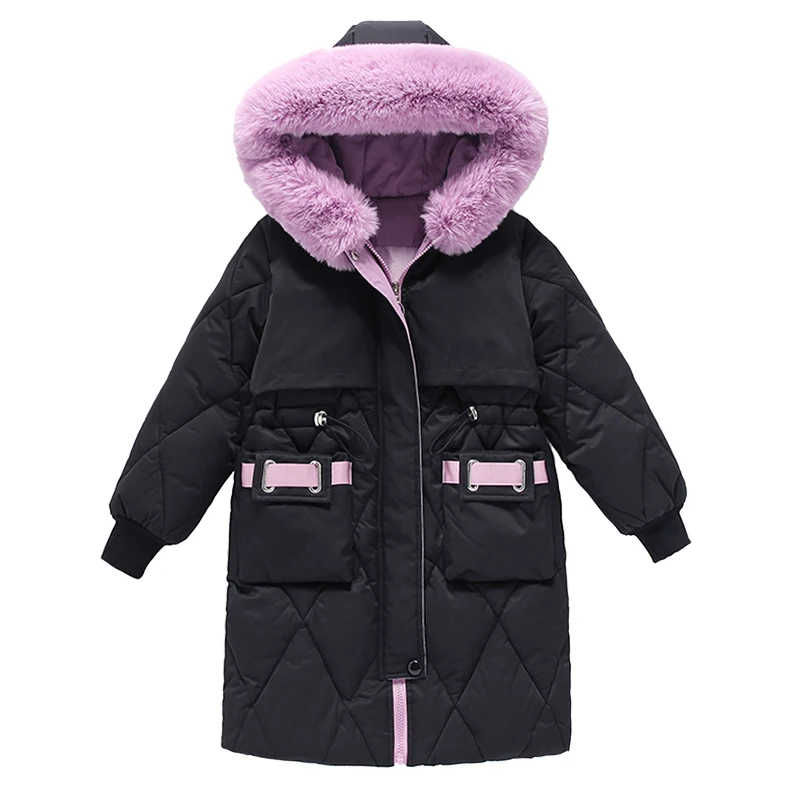 Зимняя куртка для девочек теплая плотные парки детская зимняя одежда верхняя с