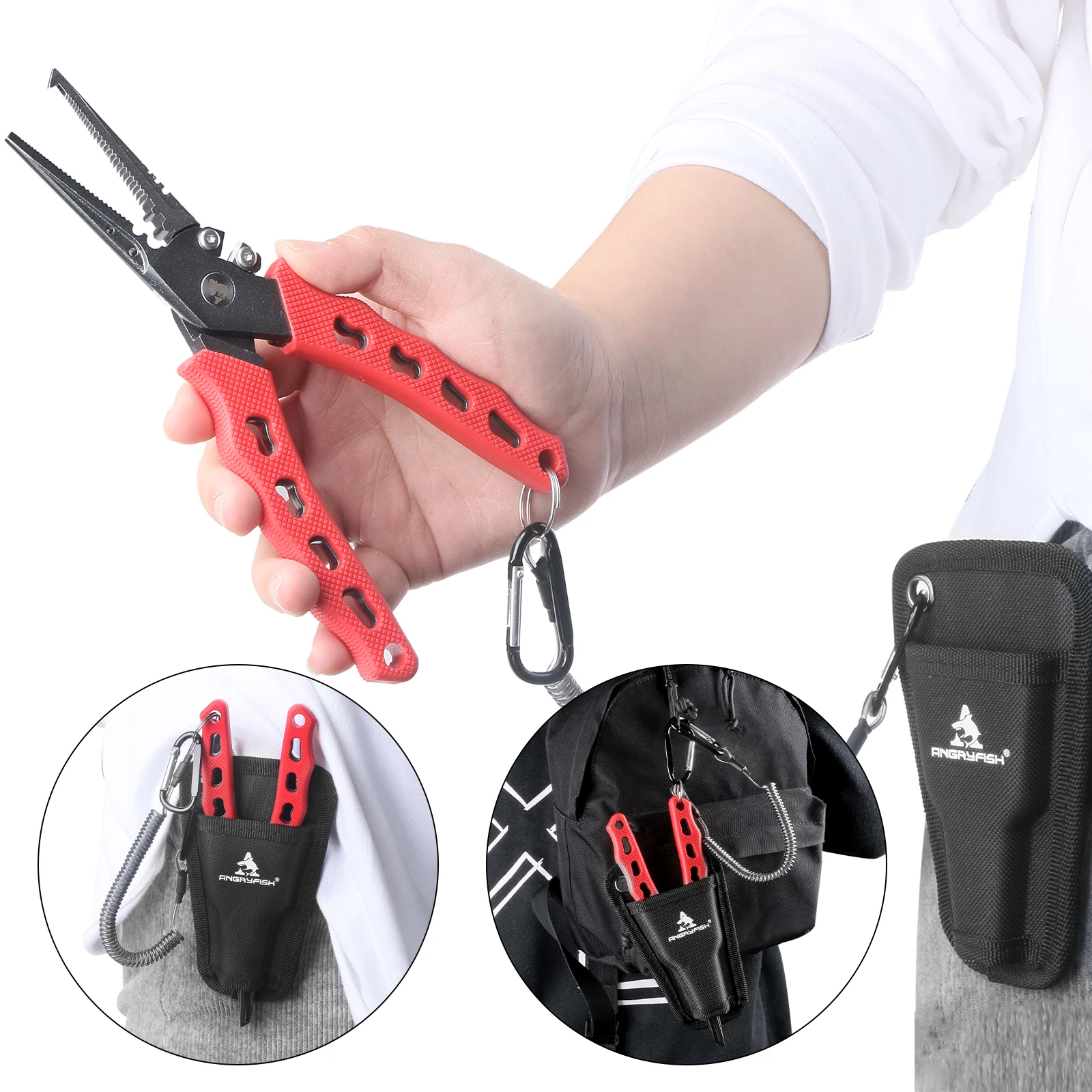 Angryfish 420 Stainless Steel Fishing Pliers Braided Cutters Crimper Hook Remover Resistant Fishing Tackle High Quality Tool