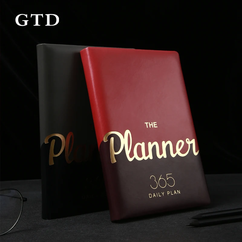 Personalized and creative notebook 365 days plan notebook Notepad soft leather business high grade meeting record book
