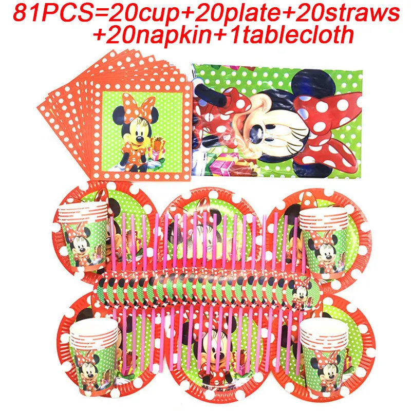 Минни Мышь на день рождения украшения товары для вечеринки комплект одноразовые