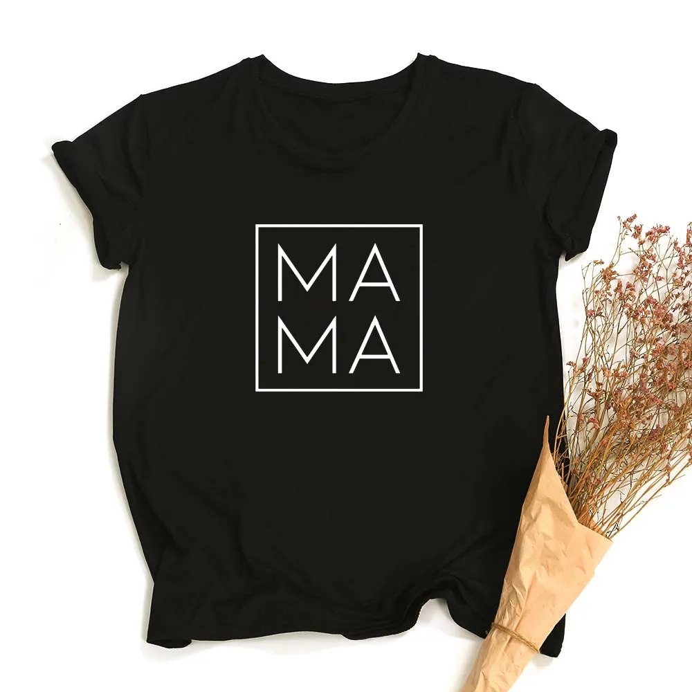 

Mama Square Print Women Summer T-shirt Mom Life Short Sleeve Graphic Tees Gift for Mother Female Harajuku Tshirt Camisas Mujer