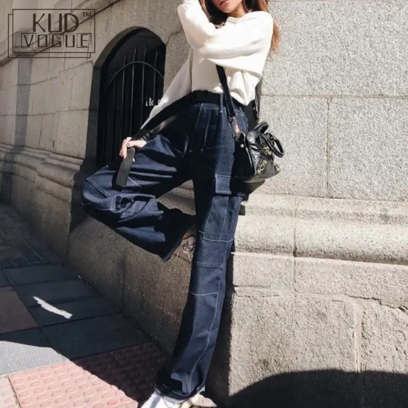 Брюки палаццо Boho брюки карго с высокой талией женские корейские свободные