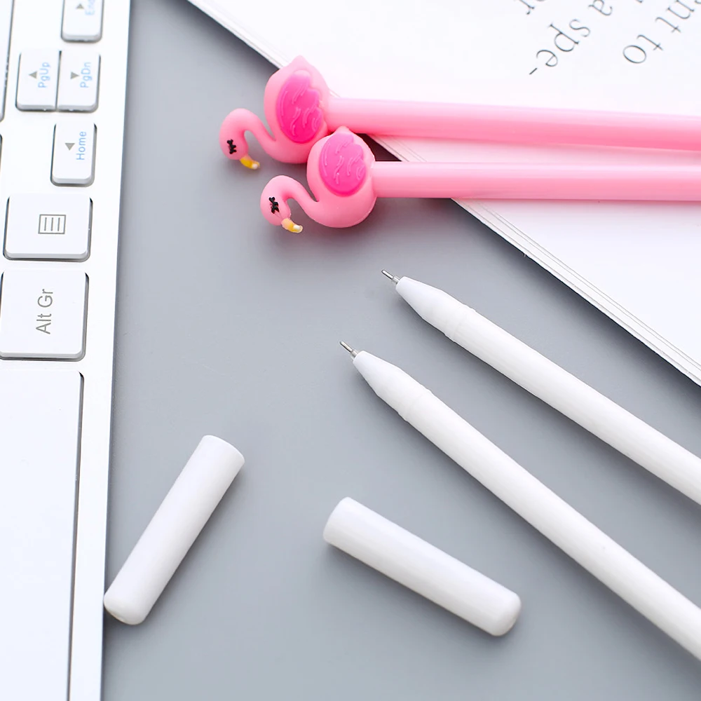Необычная каваи Милая гелевая ручка в виде фламинго белый розовый Аниме