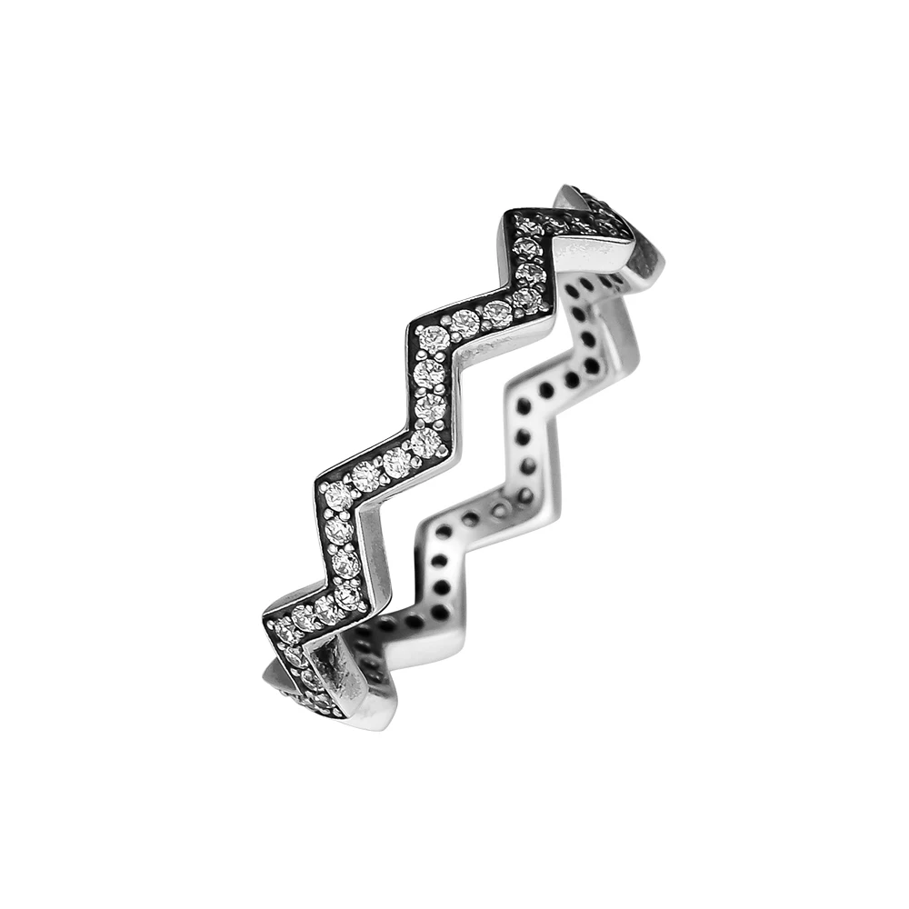 

Shimmering Zigzag Ring Clear CZ Silver Woman Rings For Jewelry Making 925 Original Silver Jewelry Make Up Woman Gift Ring