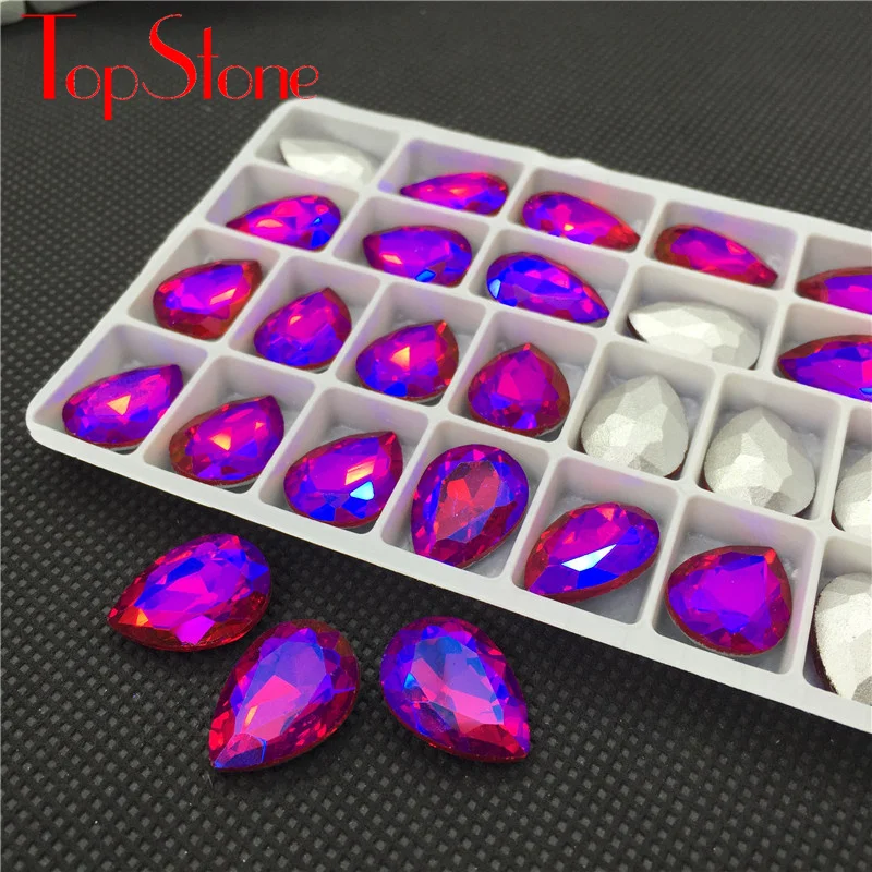 Кристаллические стеклянные каплевидные Необычные Стразы всех цветов TopStone 10x14 13x18