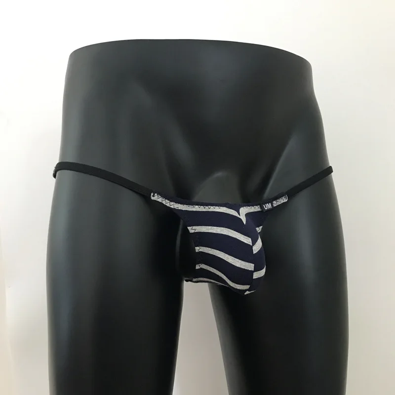 Мужские хлопковые треугольные трусы с заниженной талией в полоску сексуальное