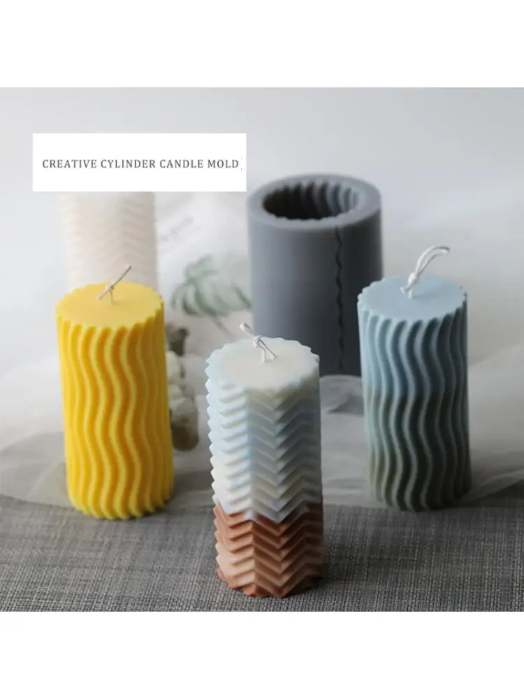 3D цилиндрическая полоса волна свеча плесень Силиконовая глина мыло форма для