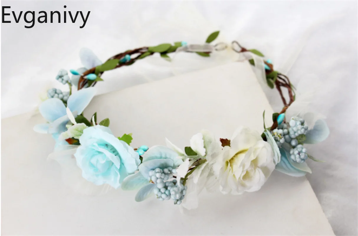 

Ladies Flower Garland Headgear Hair Loop Seaside Holiday Headband Photography Bride Bridesmaid Accessories Head Ribbon Hairbands