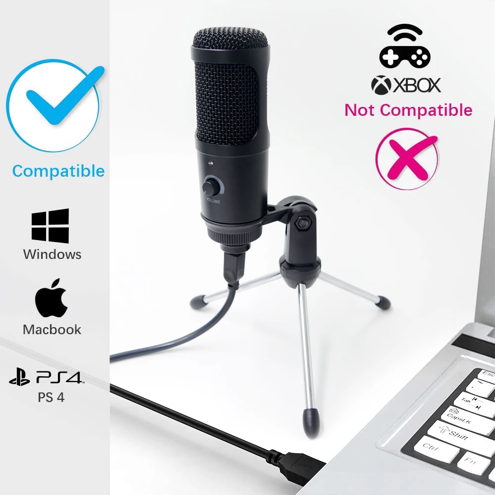 

USB Microphone Metal Condenser Microphones for Laptop Computer Recording Studio Streaming Karaoke Youtube TIKTOK Streaming
