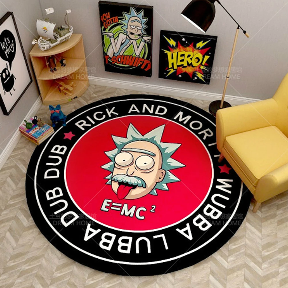 

High Quality Anime Space Rick And Morti Round Carpet Floor Mat Room Living Room Tea Table Rug Bedroom Bedside