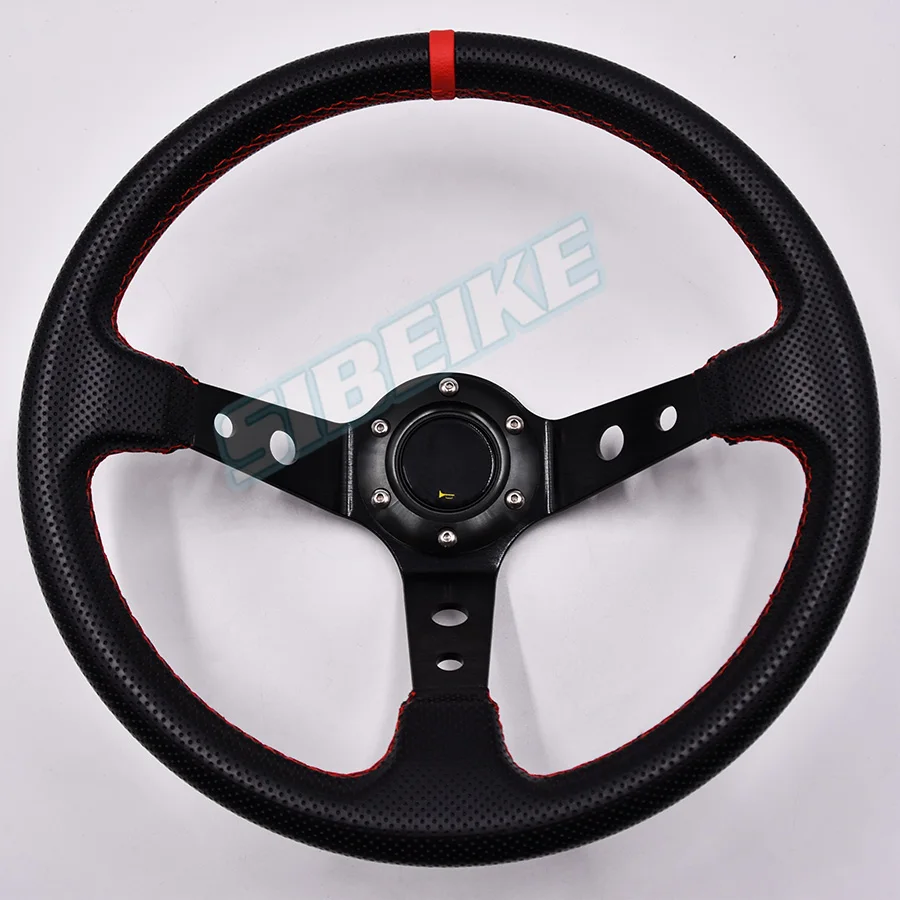 Универсальный гоночный руль глубокая тарелка из ПВХ кожи 6-болтовое дрифтерное