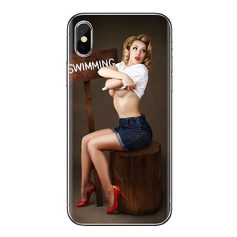 For Samsung Galaxy S3 S4 S5 Mini S6 S7 Edge S8 S9 S10 Plus Note 3 4 5 8 9 Pin Up Girl Heather Valentine Pinup Silicone Cover Bag |