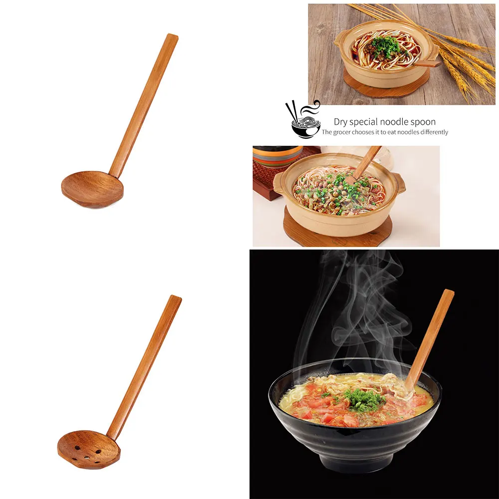 

1pcs Thicken Wooden Long Handle Ladle Spoon Big Soup Ladle Useful Kitchen Cooking Tool Utensil Tool Soup Spoon Dropship