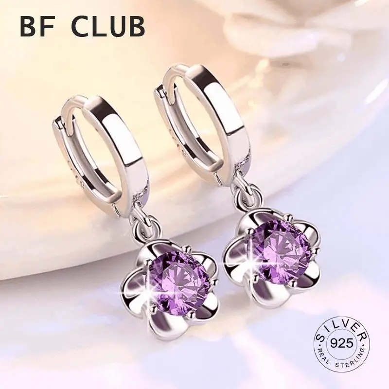

Серьги из серебра 925 пробы с фиолетовым и белым цирконом