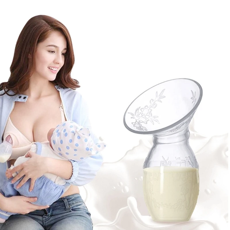 

Manual Breast Pump Food Grade BPA Free Silicone Cup Mom Breastfeeding Milk Saver Suction Collector Bottle