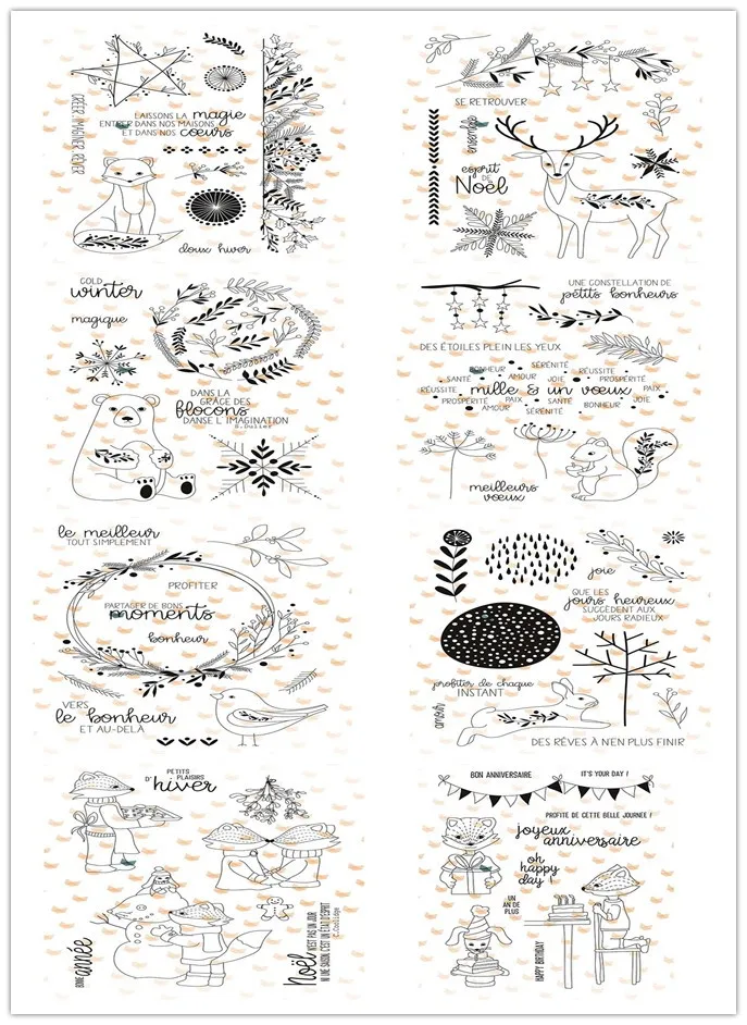 

French winter stamp Clear Stamps for Scrapbooking Transparent Silicone Rubber DIY Photo Album Decor