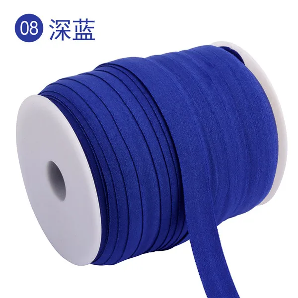 Navy blue 100 м* 15 мм эластичный пояс с окантовкой сплошной цвет блестящий складной над эластичным FOE повязка из спандекса Дети повязка на голову для волос платье кружево отделка Шитье - Цвет: Navy blue