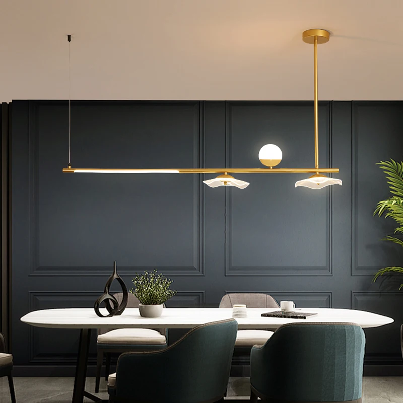 Modern gold chandelier lighting Kitchen Led Decoration creative light For Gold Nordic Long Table Loft dining room chandalier