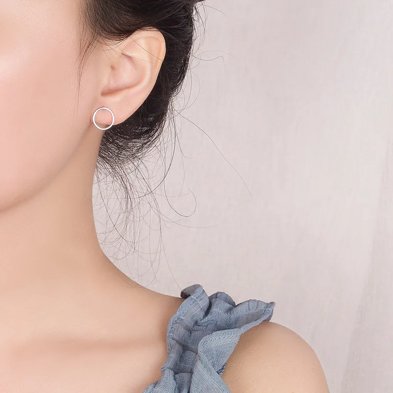 Круглые серьги 100% Стерлинговое Серебро 925 пробы гвоздики материал модные