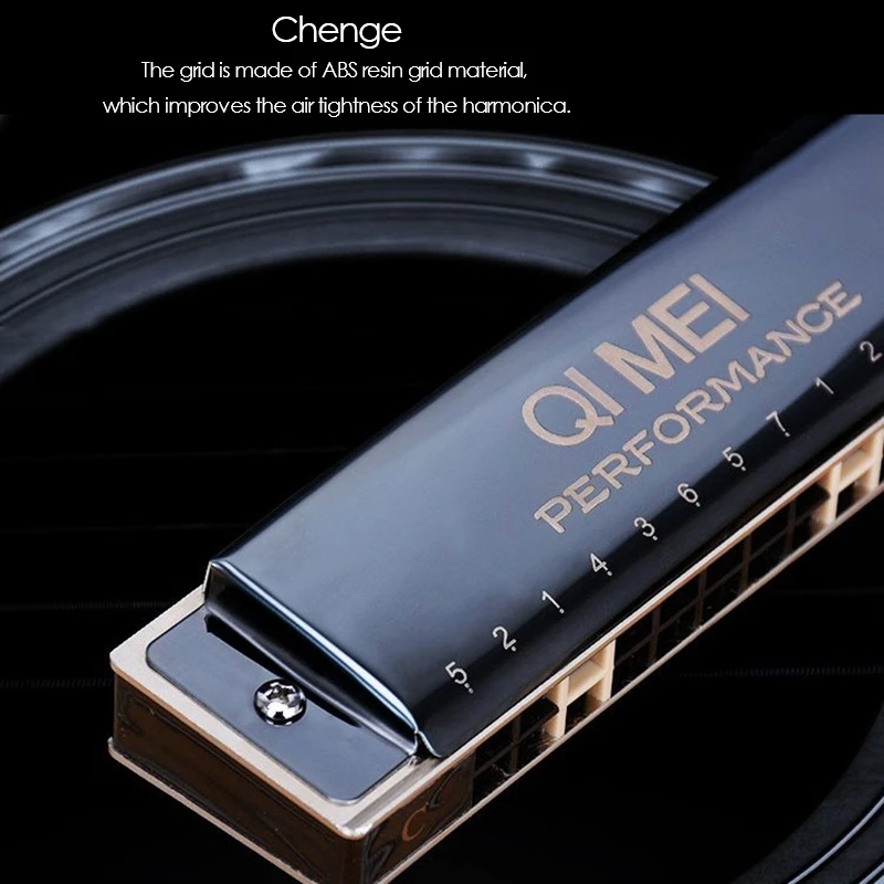 

QIMEI Polyphony Harmonica 24 Hole Key of C Professional Playing Competition Tremolo Harmonica