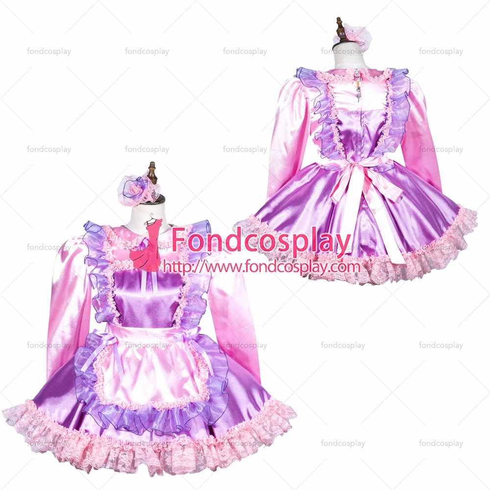 

Сексуальная одежда для взрослых с крестом fondcosplay, женское Короткое атласное платье розового цвета с замком, индивидуальный костюм [G3811]