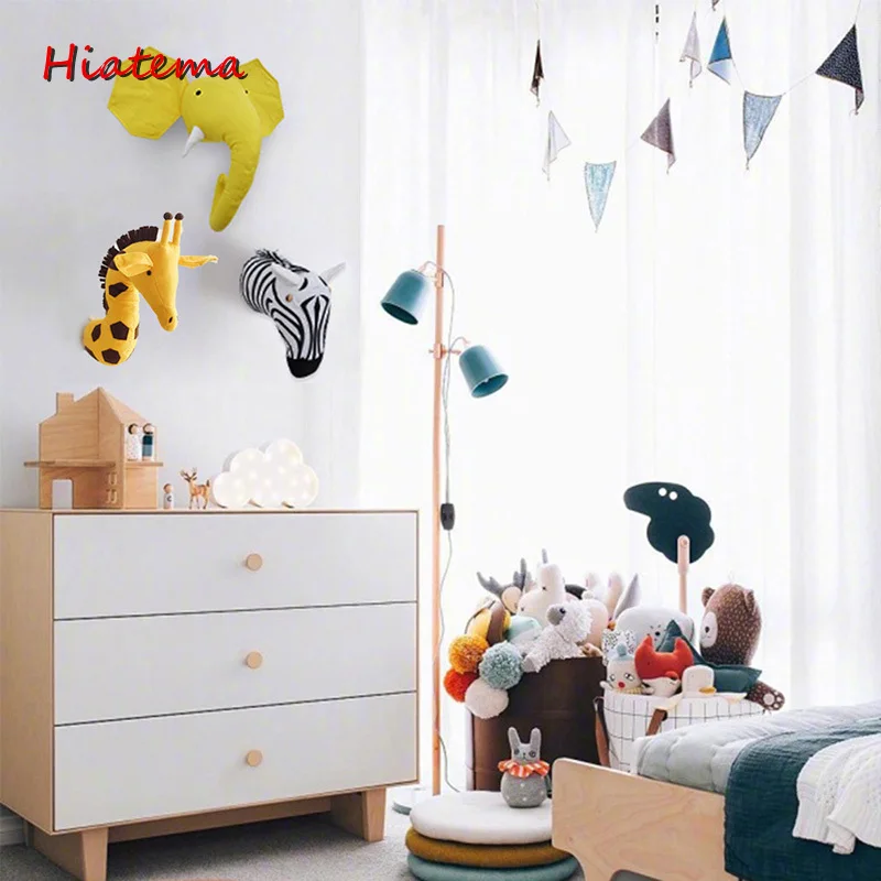 

Plush Animal Head Wall Decoration Stuffed Toys Head Wall Mount For Baby Kids Elephant/Giraffe/Zebra Bedroom Wall Hanging Gift