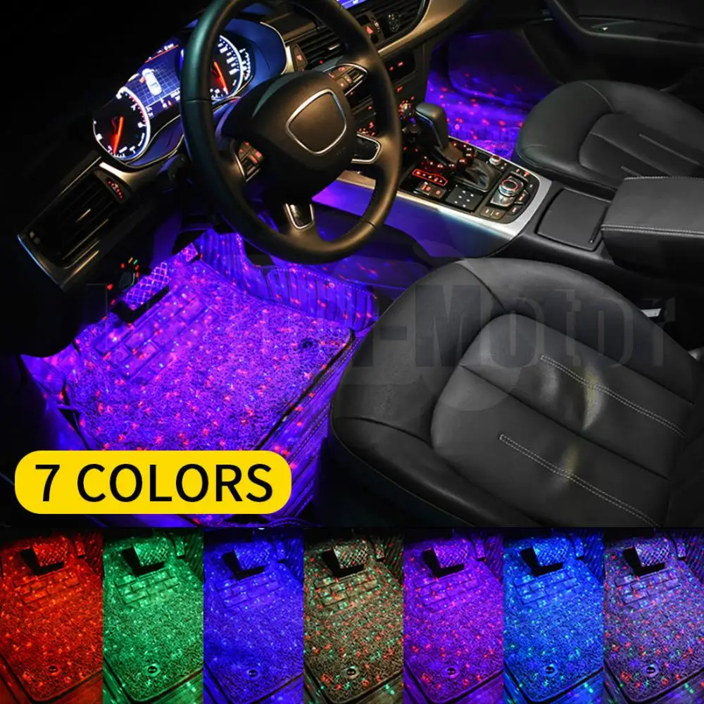 

7Colors Car Ambient Foot Star Starry Light Interior Neon Atmosphere Light Music Voice Control USB LED RGB Auto Decorative Lamp