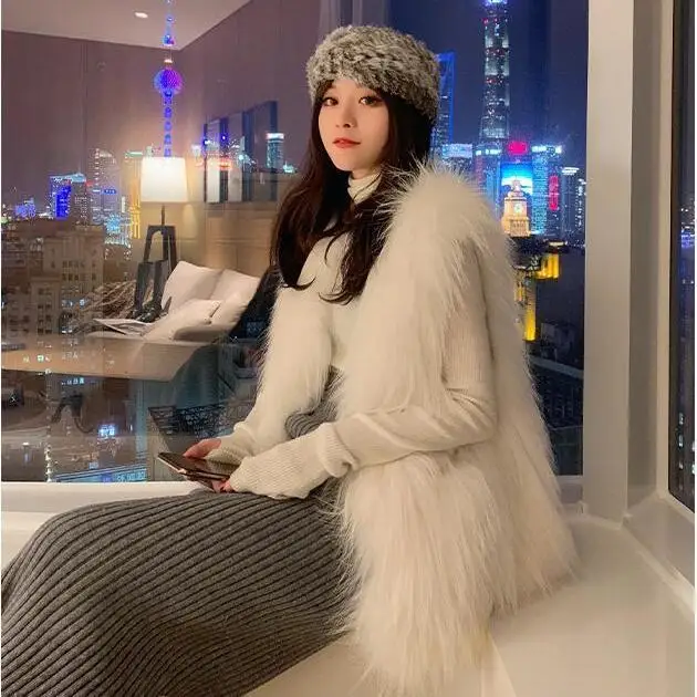 

Women 2021 Autumn Winter Faux Fur Vest New Female Waistcoat Imitation Fox Fur Coat Warm Jacket Ladies Sleeveless Outerwear D605