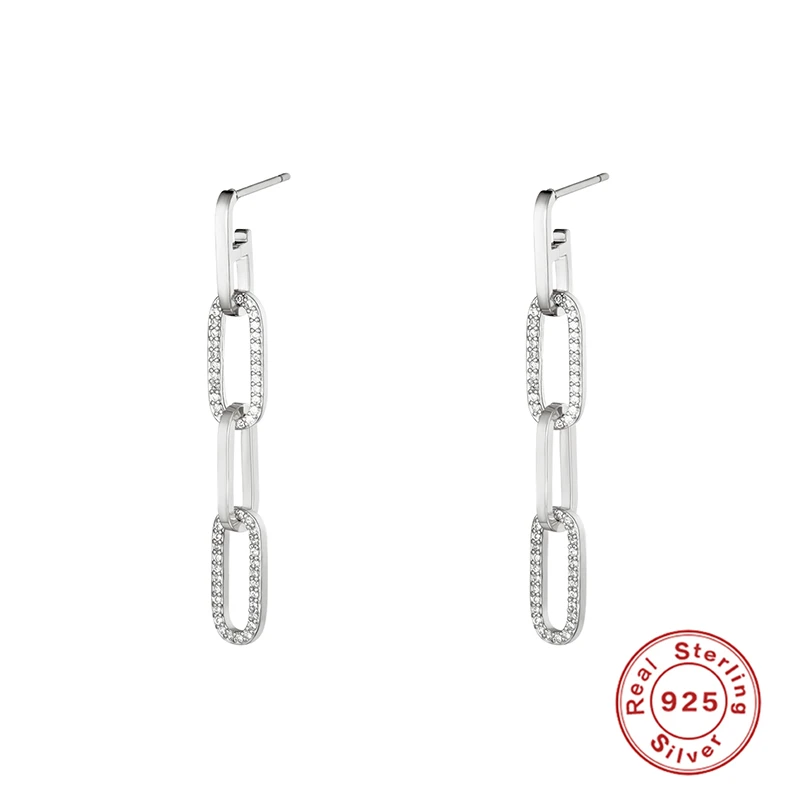 

KOJ Ins Long Geometry Paperclip Stud Earrings for Women Piercing Earrings 925 Sterling Silver Fine Jewelry Pendientes 2021 Trend