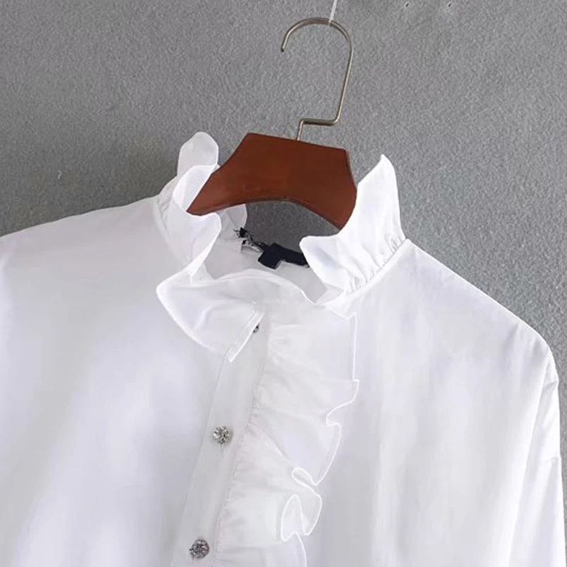 GOPLUS женская рубашка с оборками белая блузка Женские топы и блузки Roupa Blusa Feminina Dames