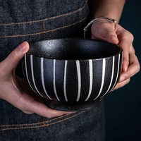 japanese style creative simple black frosted ceramic rice bowl eating bowl home deep dish disc western dinner plate dessert